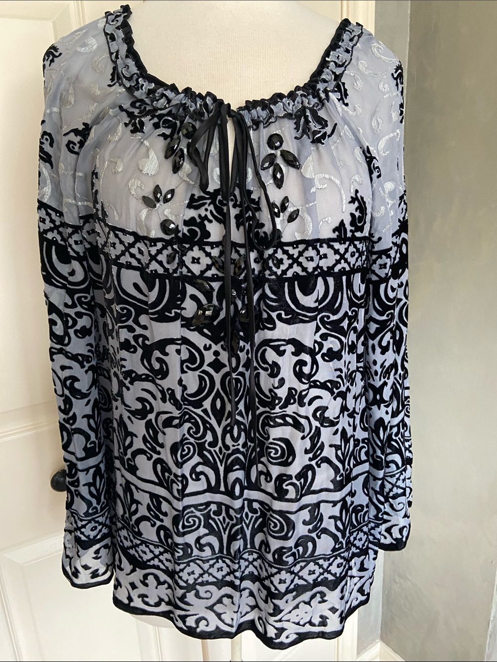 Hale Bob Velvet Burnout Peasant Blouse
